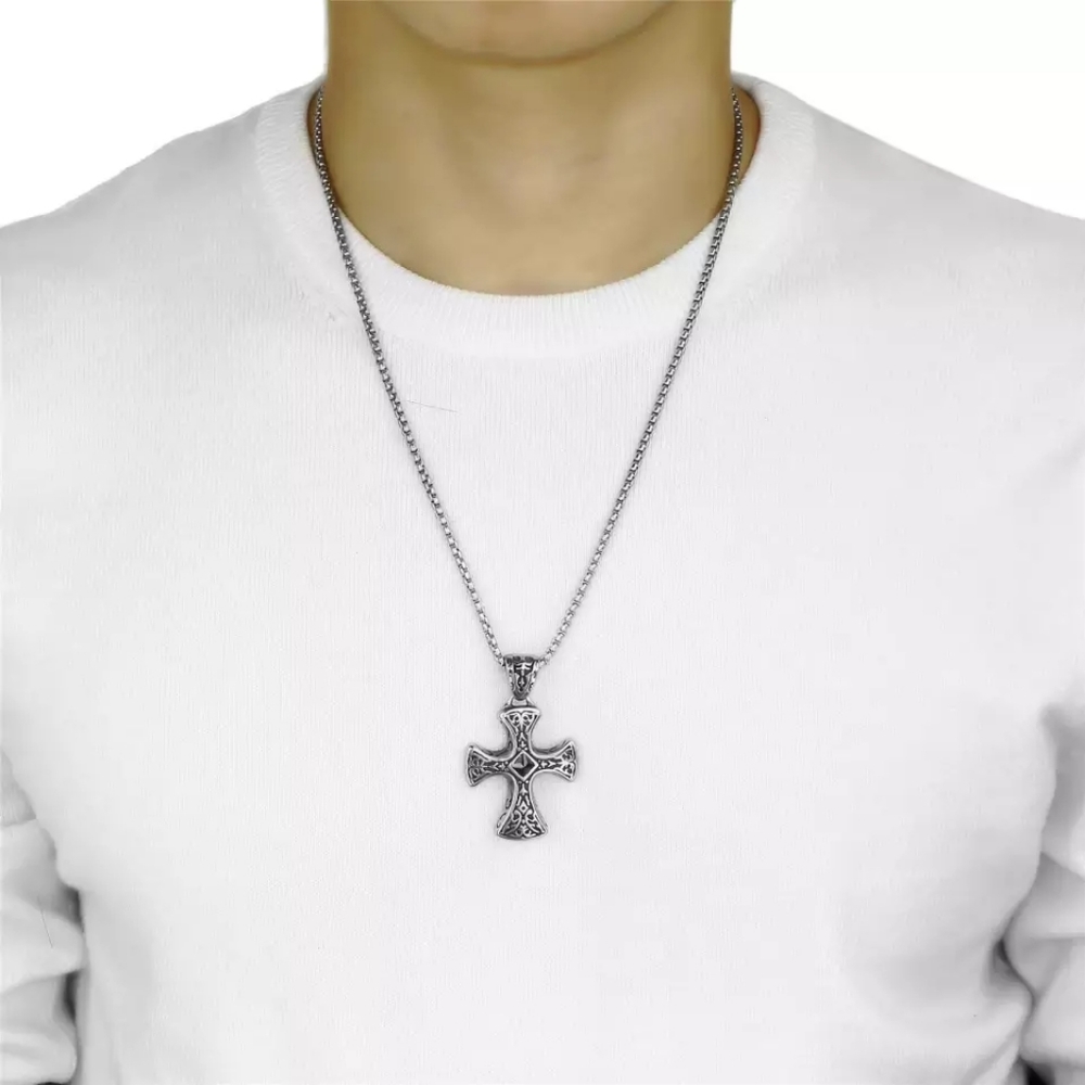 Retro Black Natural Stones Cross